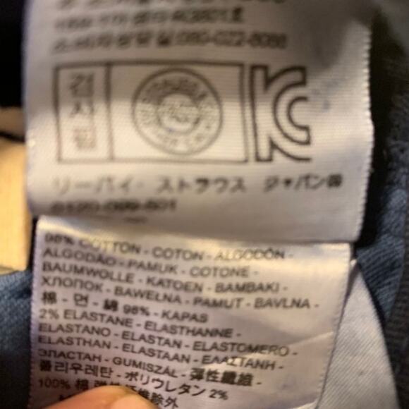 LEVIS MADE & CRAFTED NAVY BLUE GLAZED COTTON JEANS 25 - Picture 6 of 8